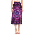 Purple Mandala Flower Print Side Slit Midi Skirt
