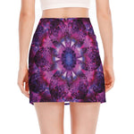 Purple Mandala Flower Print Side Slit Mini Skirt