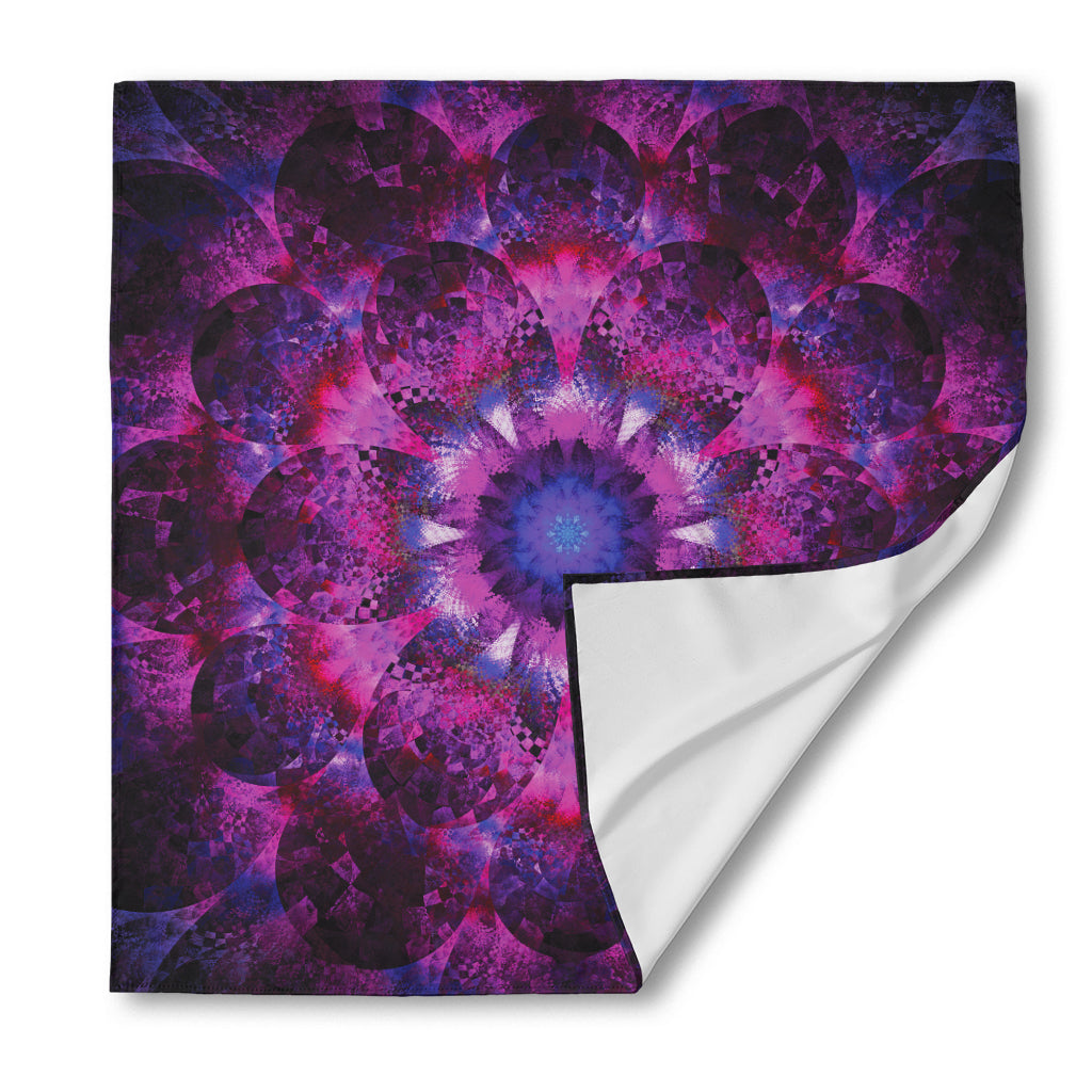 Purple Mandala Flower Print Silk Bandana