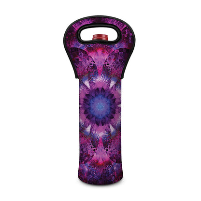 Purple Mandala Flower Print Single Neoprene Wine Tote