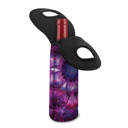 Purple Mandala Flower Print Single Neoprene Wine Tote