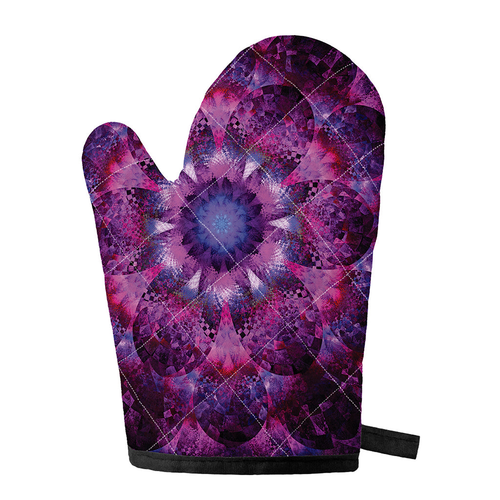 Purple Mandala Flower Print Single Oven Mitt