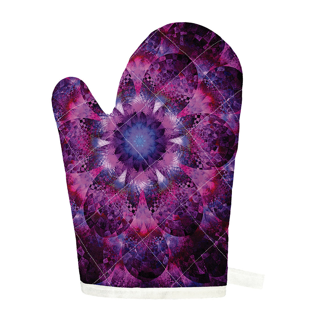Purple Mandala Flower Print Single Oven Mitt