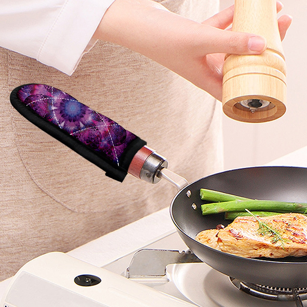 Purple Mandala Flower Print Skillet Handle Cover