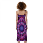 Purple Mandala Flower Print Slim Fit Midi Cami Dress