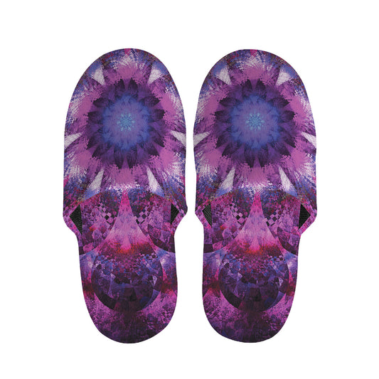 Purple Mandala Flower Print Slippers