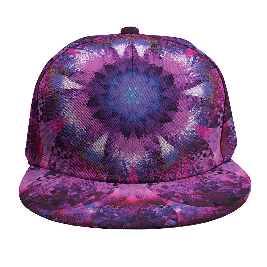 Purple Mandala Flower Print Snapback Cap
