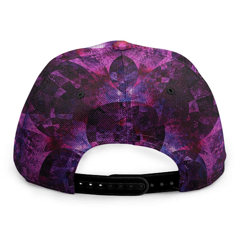 Purple Mandala Flower Print Snapback Cap