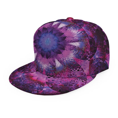 Purple Mandala Flower Print Snapback Cap