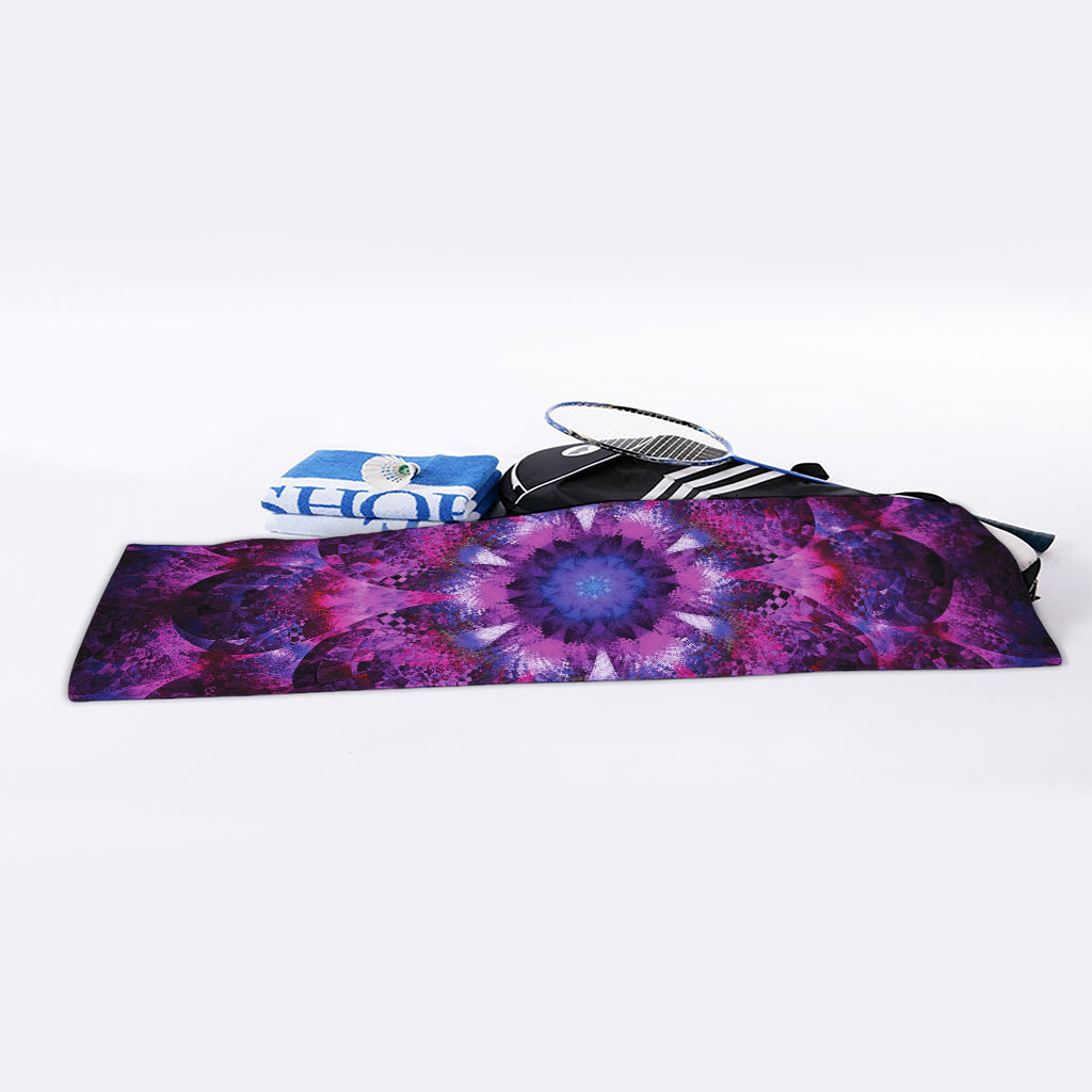 Purple Mandala Flower Print Sports Towel