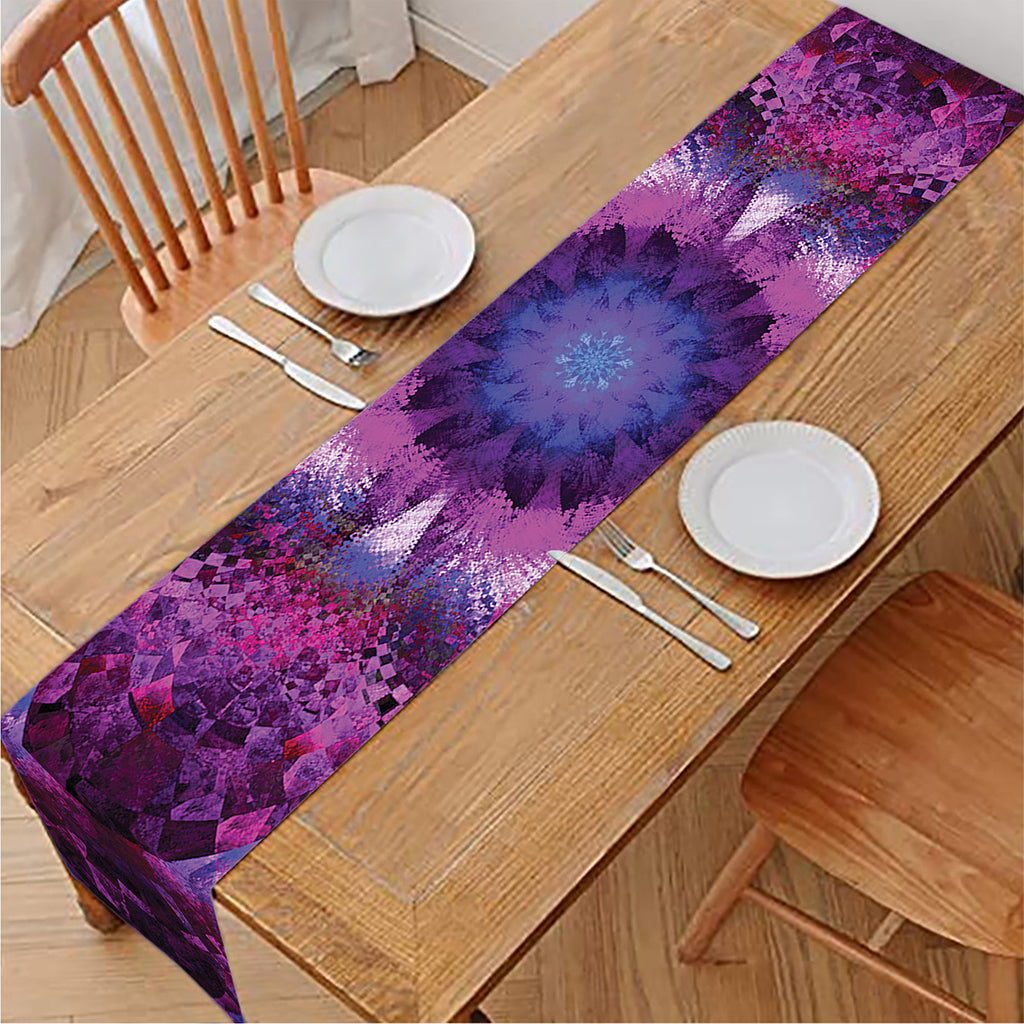 Purple Mandala Flower Print Table Runner