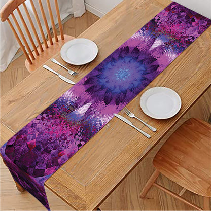 Purple Mandala Flower Print Table Runner