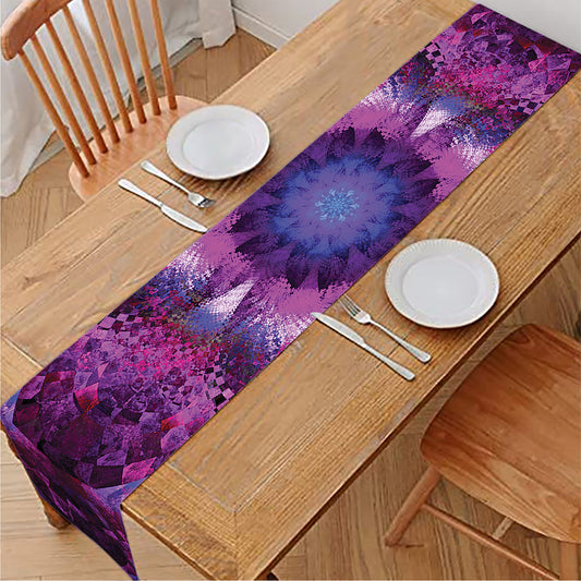 Purple Mandala Flower Print Table Runner