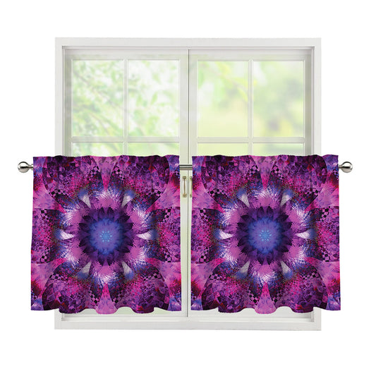 Purple Mandala Flower Print Tier Curtains