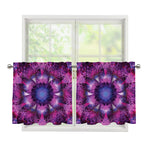 Purple Mandala Flower Print Tier Curtains