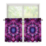 Purple Mandala Flower Print Tier Curtains