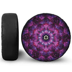 Purple Mandala Flower Print Tire Cover With Camera Hole