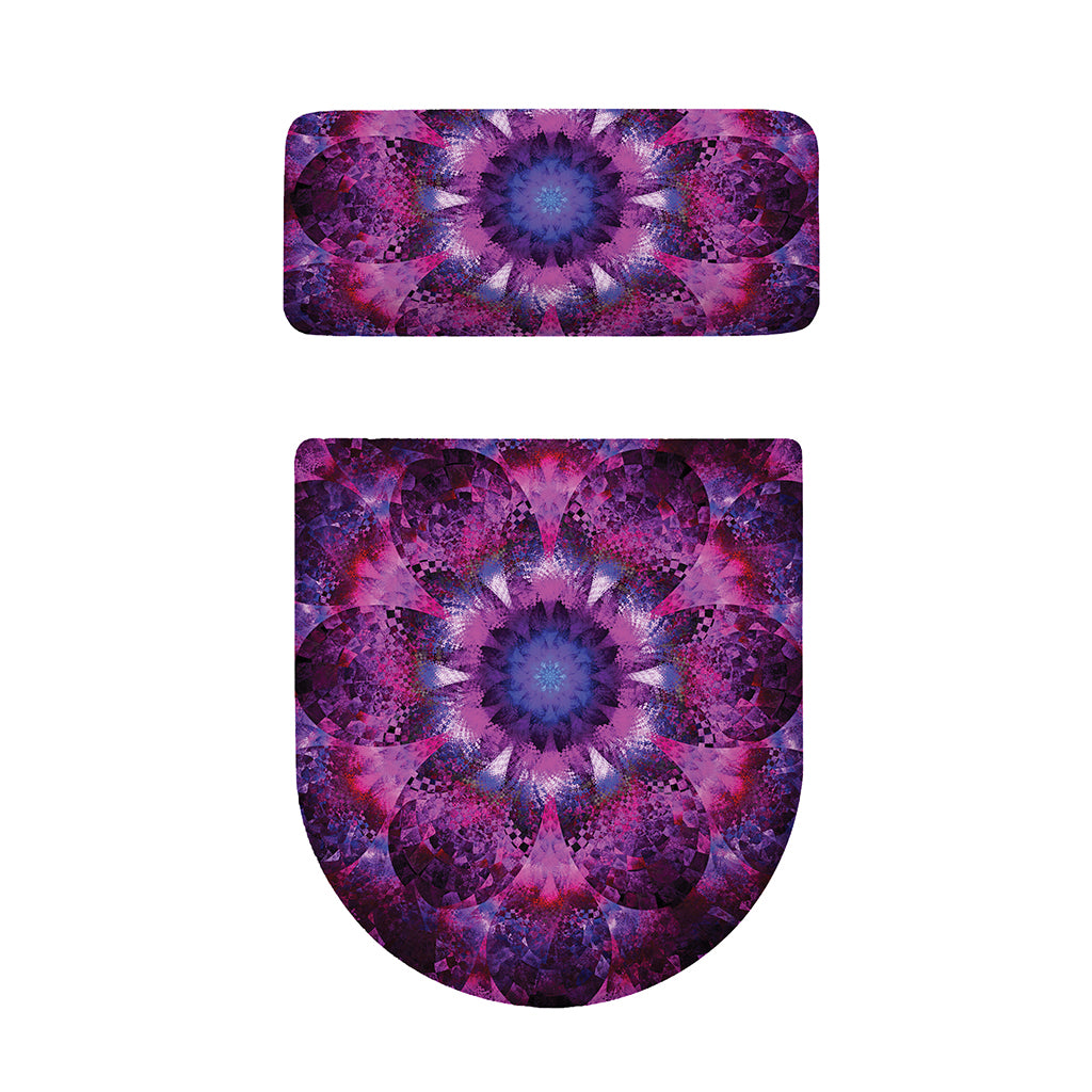 Purple Mandala Flower Print Toilet Lid And Tank Cover Set