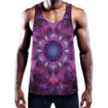 Purple Mandala Flower Print Men's Workout Tank Top