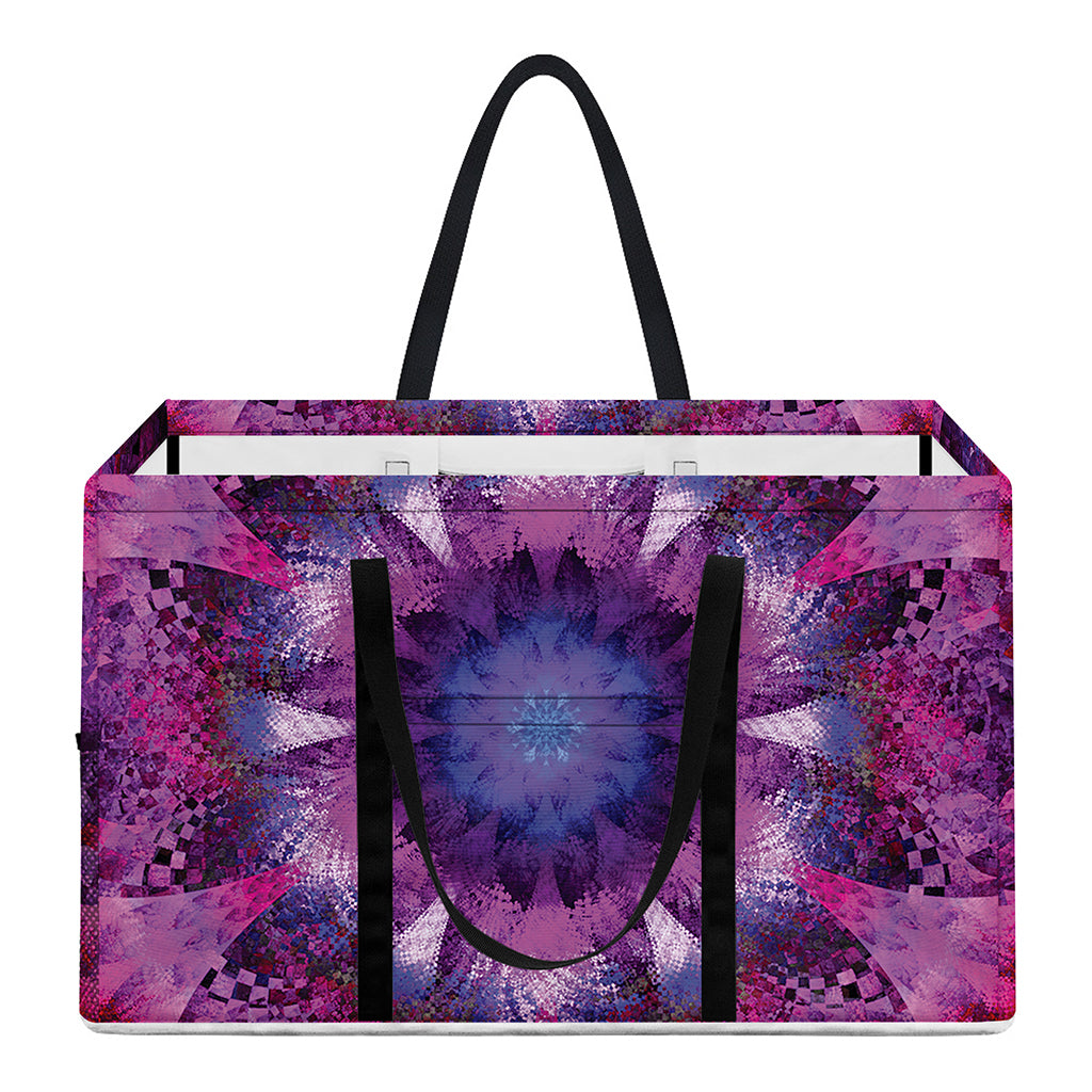 Purple Mandala Flower Print Utility Tote Bag