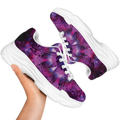 Purple Mandala Flower Print White Chunky Shoes