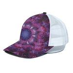 Purple Mandala Flower Print White Mesh Trucker Cap