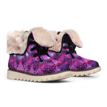 Purple Mandala Flower Print Winter Boots