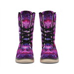 Purple Mandala Flower Print Winter Boots