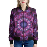 Purple Mandala Flower Print Women's Bomber Jacket