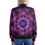Purple Mandala Flower Print Women's Bomber Jacket