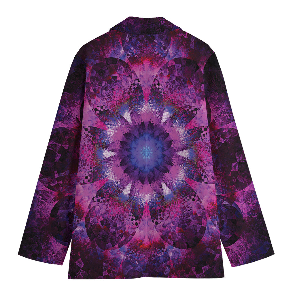 Purple Mandala Flower Print Women's Cotton Blazer