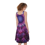 Purple Mandala Flower Print Women's Sleeveless Dress