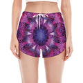 Purple Mandala Flower Print Women's Split Running Shorts