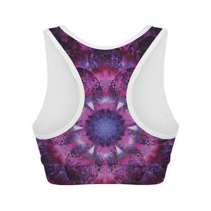 Purple Mandala Flower Print Women's Sports Bra