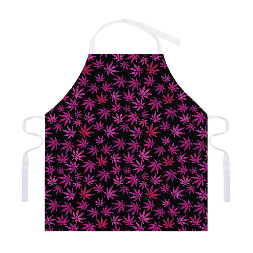 Purple Marijuana Leaf Pattern Print Adjustable Apron