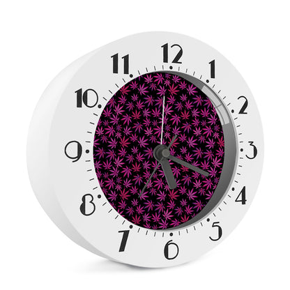 Purple Marijuana Leaf Pattern Print Alarm Clock