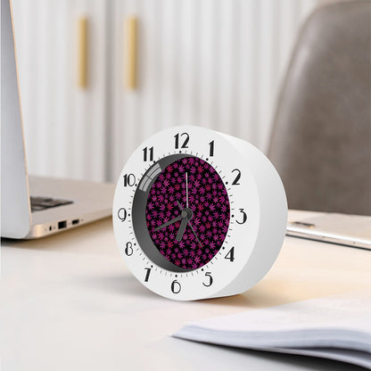Purple Marijuana Leaf Pattern Print Alarm Clock
