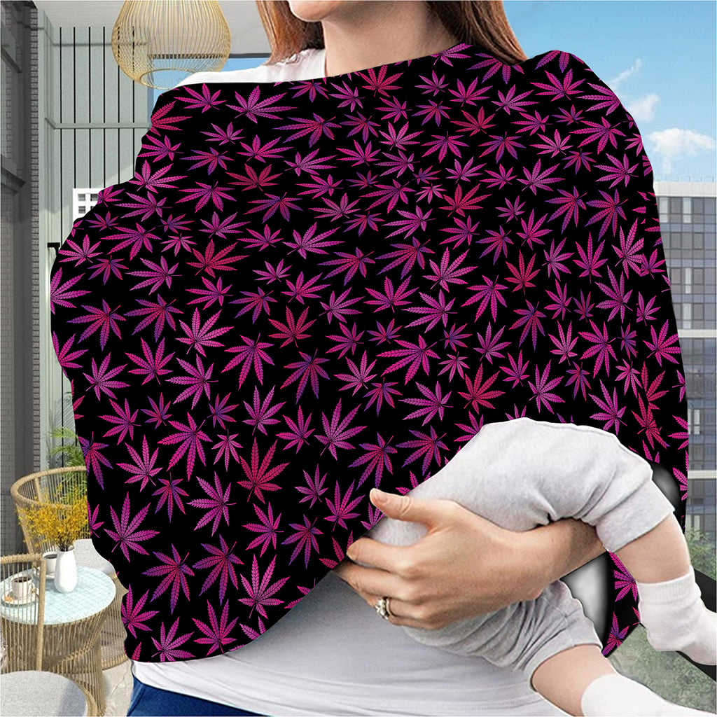 Purple Marijuana Leaf Pattern Print Baby Seat Cover
