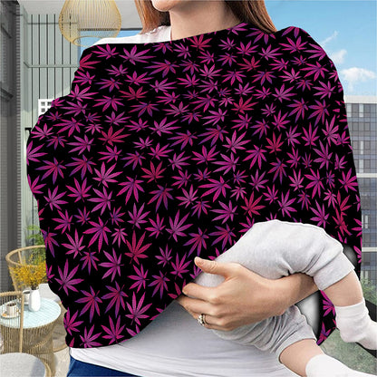 Purple Marijuana Leaf Pattern Print Baby Seat Cover