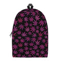 Purple Marijuana Leaf Pattern Print School Backpack