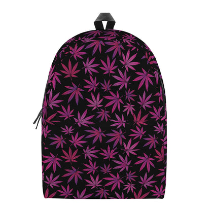 Purple Marijuana Leaf Pattern Print Backpack