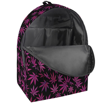 Purple Marijuana Leaf Pattern Print Backpack