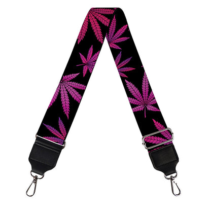 Purple Marijuana Leaf Pattern Print Bag Strap