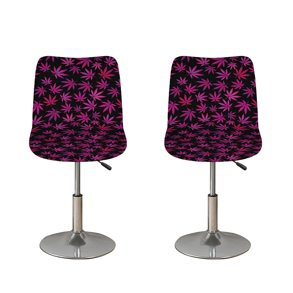 Purple Marijuana Leaf Pattern Print Bar Stool Covers