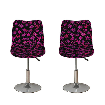 Purple Marijuana Leaf Pattern Print Bar Stool Covers