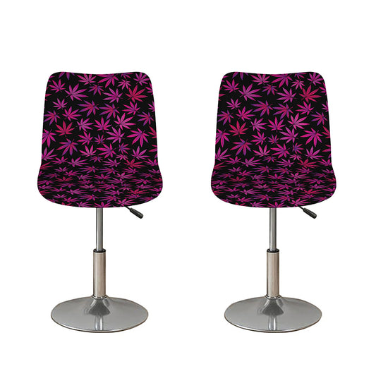 Purple Marijuana Leaf Pattern Print Bar Stool Covers