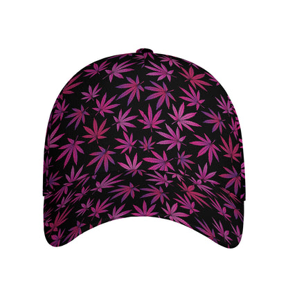 Purple Marijuana Leaf Pattern Print Baseball Cap