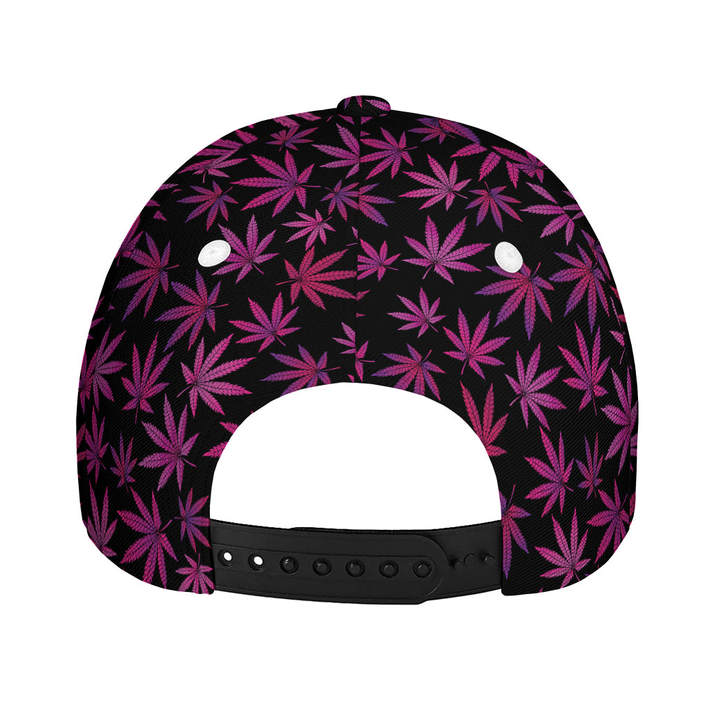 Purple Marijuana Leaf Pattern Print Baseball Cap