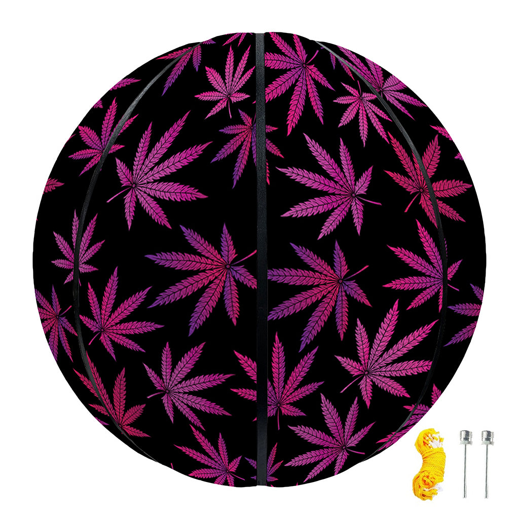 Purple Marijuana Leaf Pattern Print Basketball