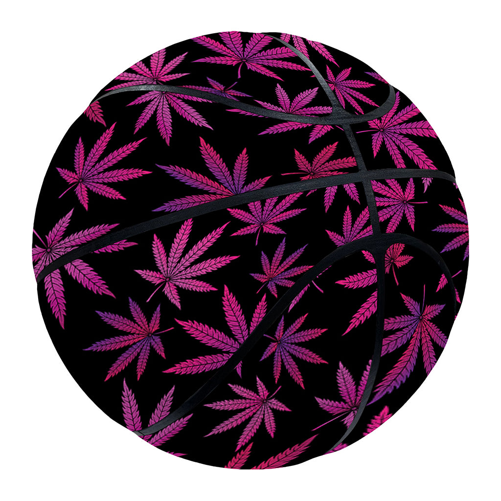 Purple Marijuana Leaf Pattern Print Basketball